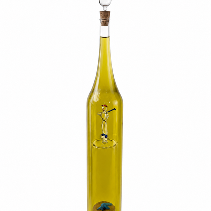 Bouteille d'huile d'olive en verre avec décoration golf - Vierge