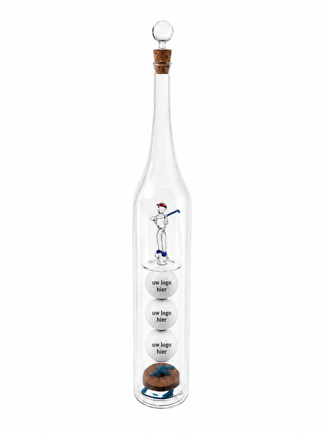Bouteille d'huile d'olive en verre avec décoration golf - Personnalisée