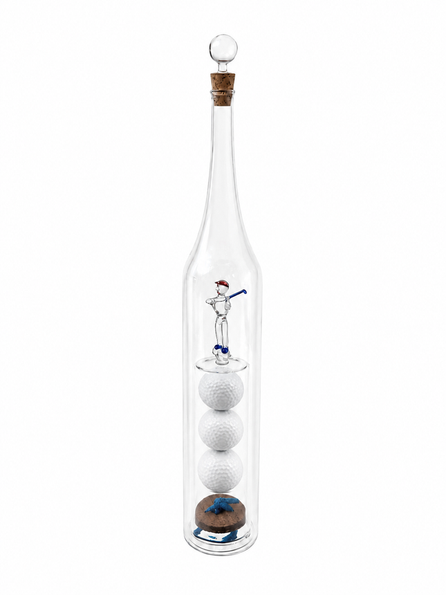 Bouteille d'huile d'olive en verre avec décoration golf - Vierge